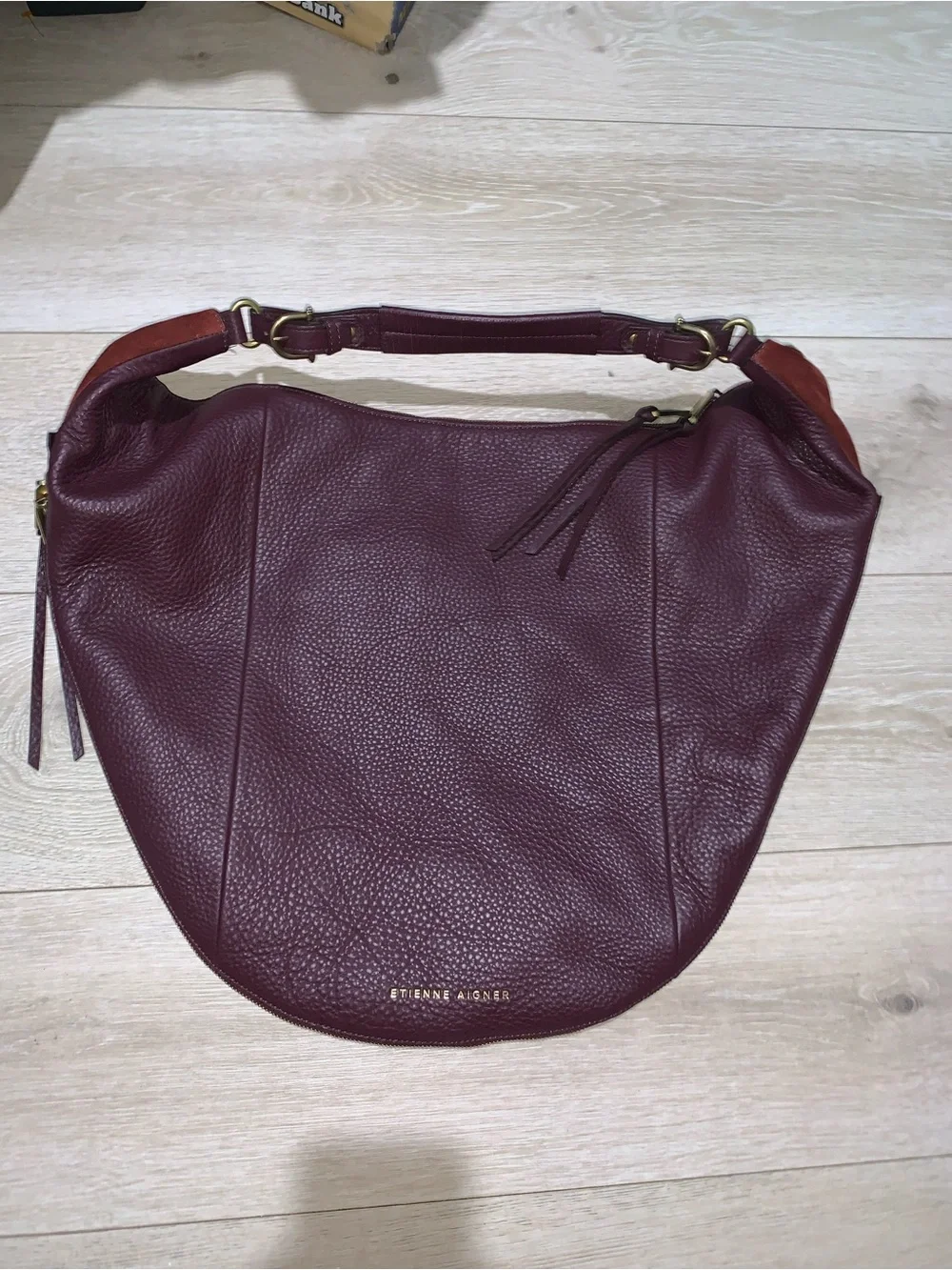 Etienne Aigner Moda Hobo Bag Burgundy Suede & Leather 100% Genuine Leather